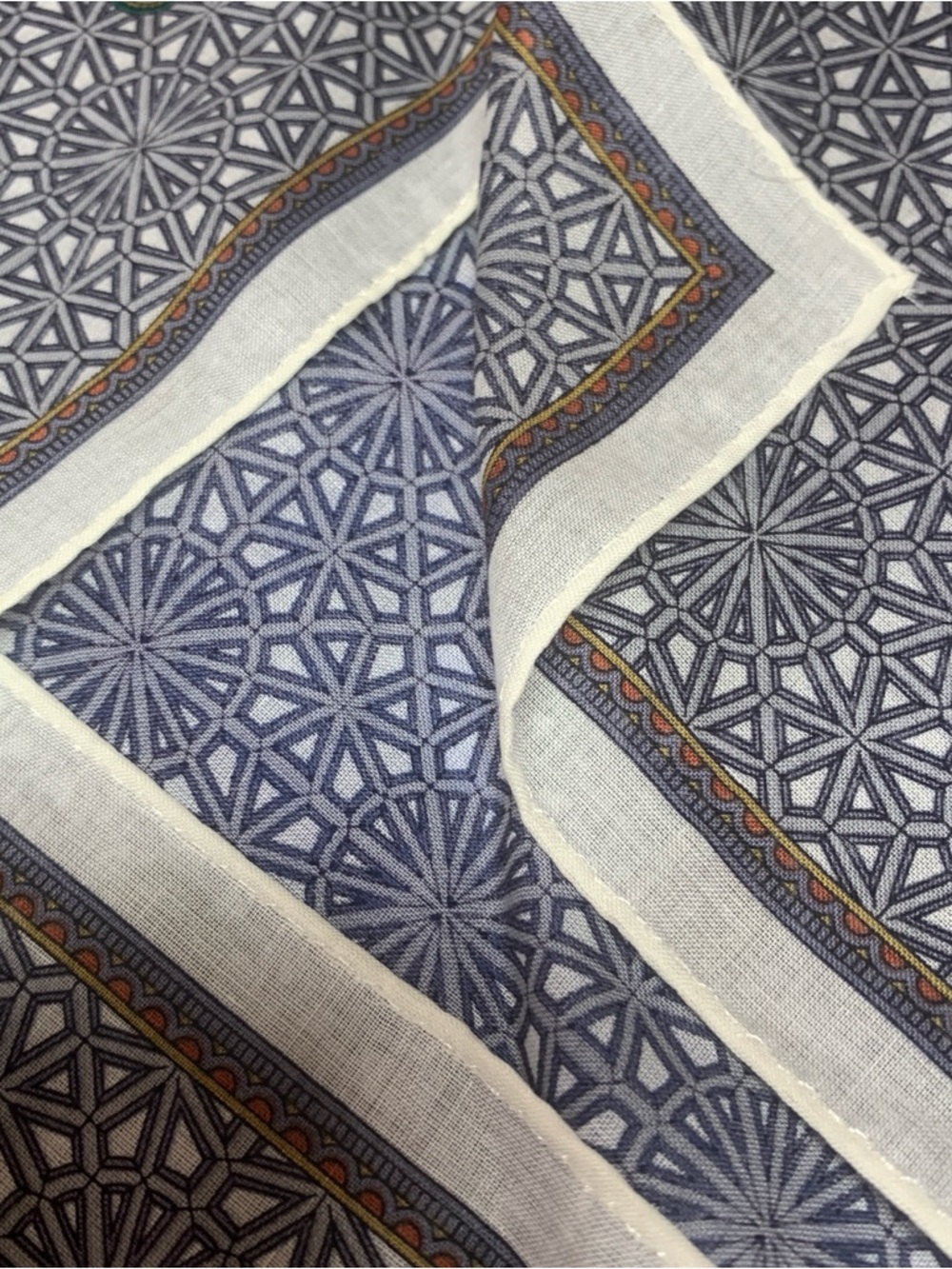 Christian Dior Geometric Print Handkerchief in Gray, Green & White - Picture 3 of 13